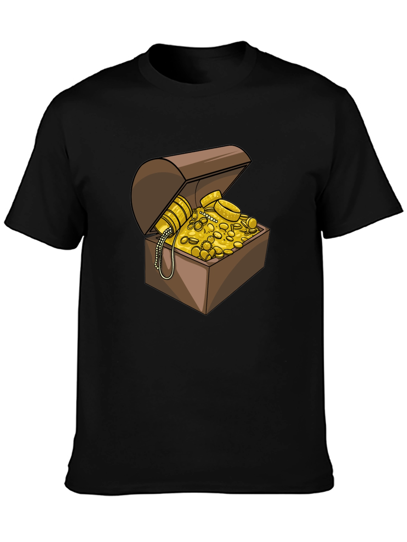 Treasure Chest Graphic Tee - Black Cotton Casual Shirt