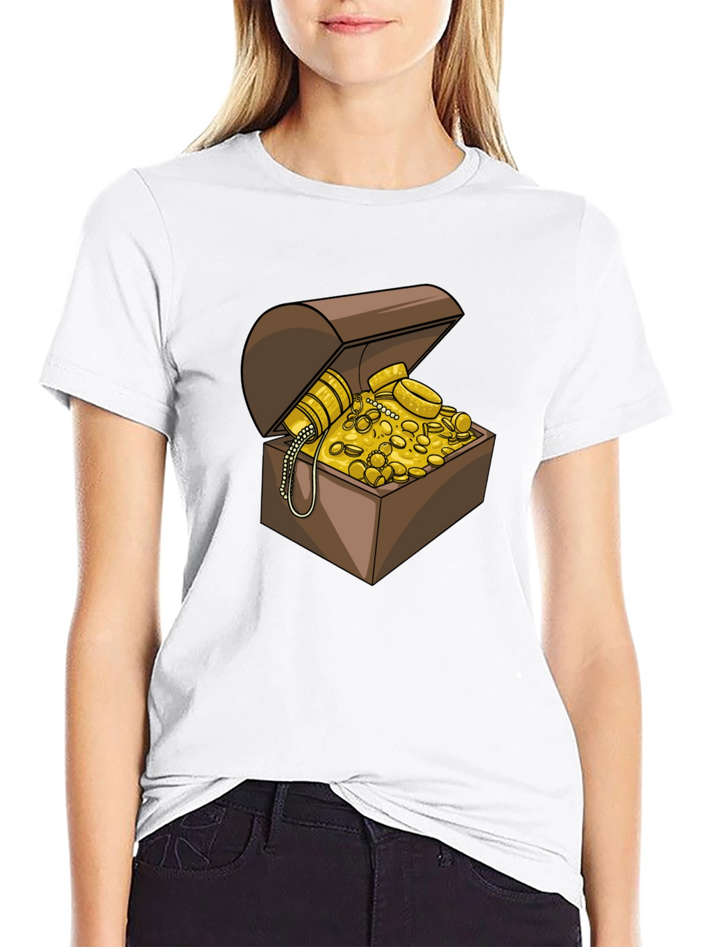 Treasure Chest Graphic Tee - Black Cotton Casual Shirt
