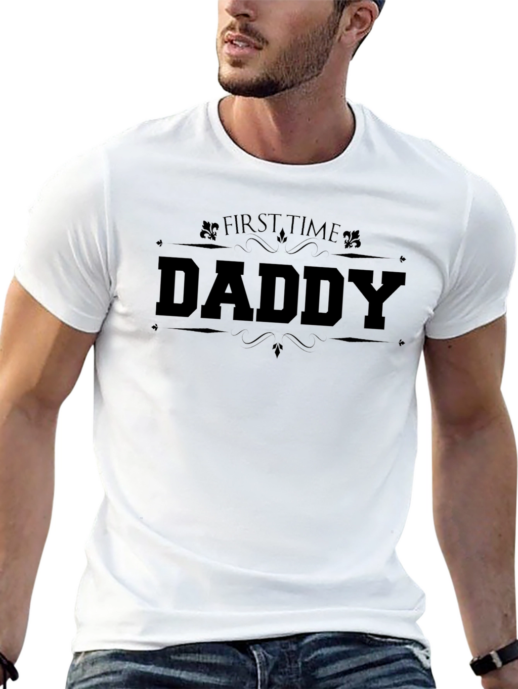First Time Daddy Black Graphic T-Shirt