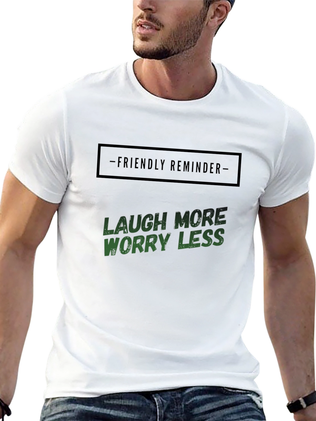 Laugh More Worry Less Graphic T-Shirt