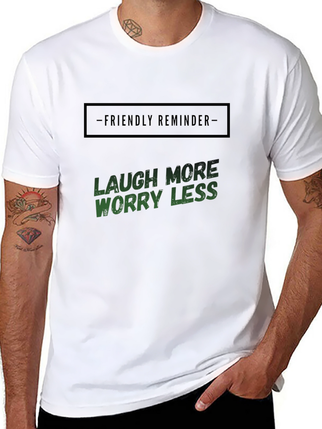 Laugh More Worry Less Graphic T-Shirt
