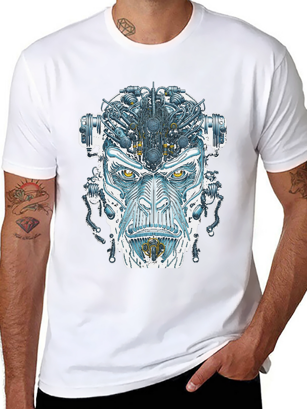 Cyborg Face Graphic T-Shirt