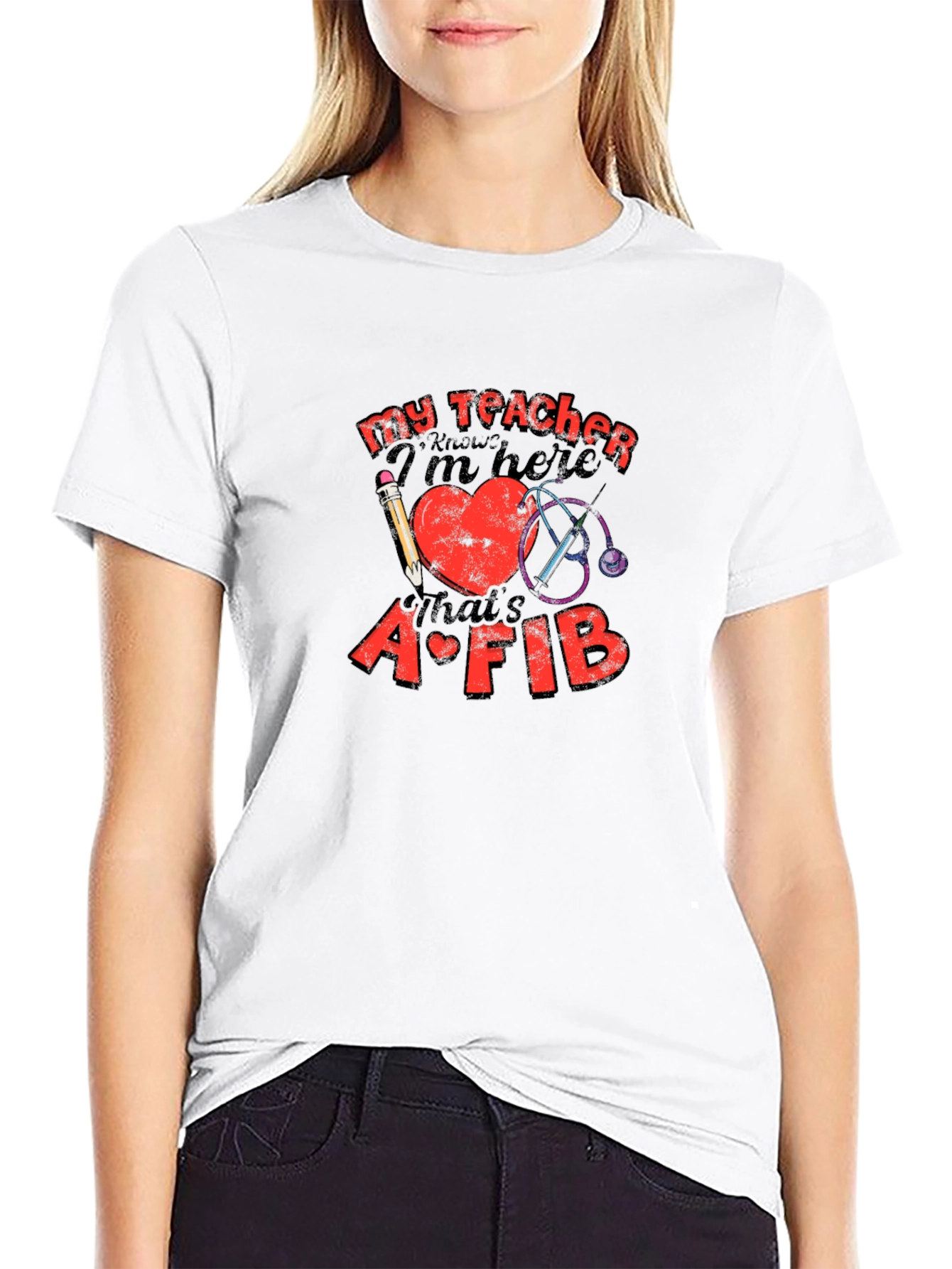 My Teacher Knows Funny Heart AFIB T-Shirt