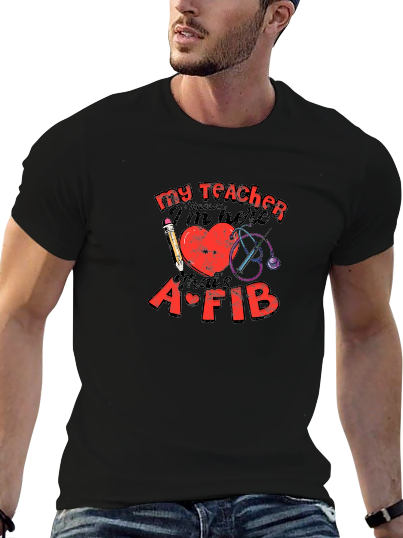 My Teacher Knows Funny Heart AFIB T-Shirt