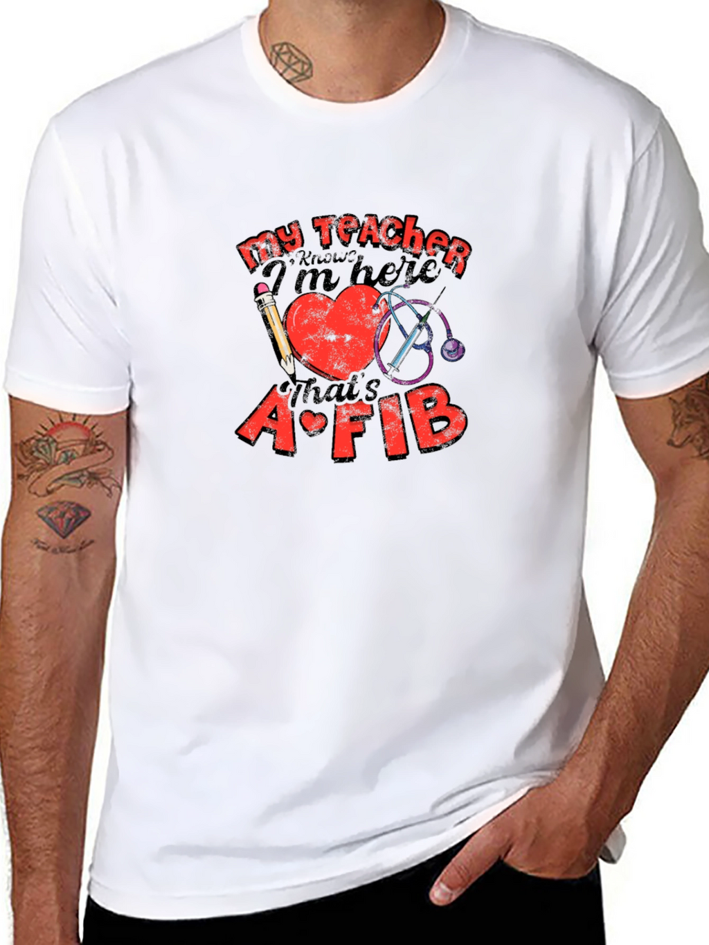 My Teacher Knows Funny Heart AFIB T-Shirt