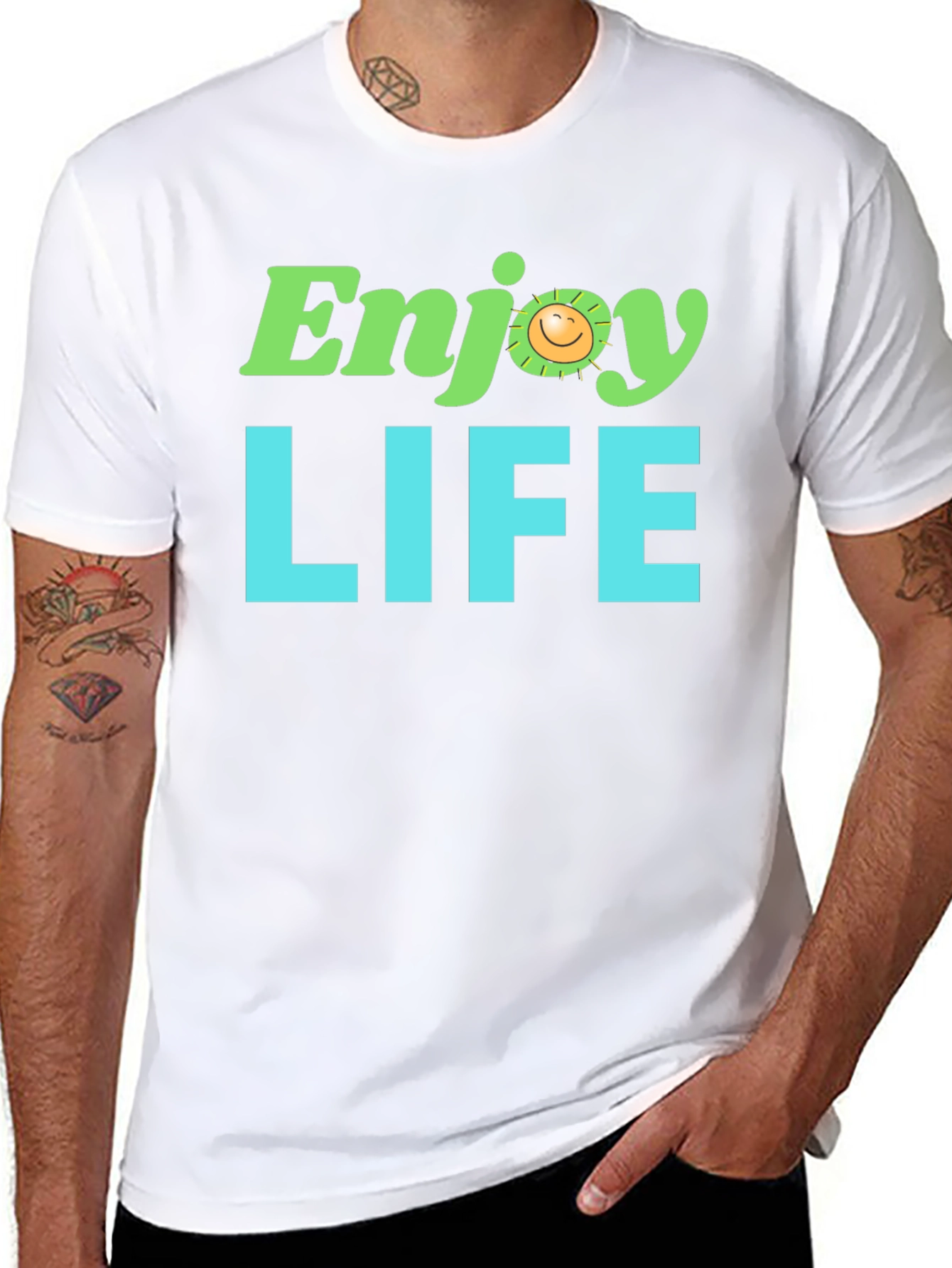 Enjoy Life Graphic Tee - Black Cotton T-Shirt