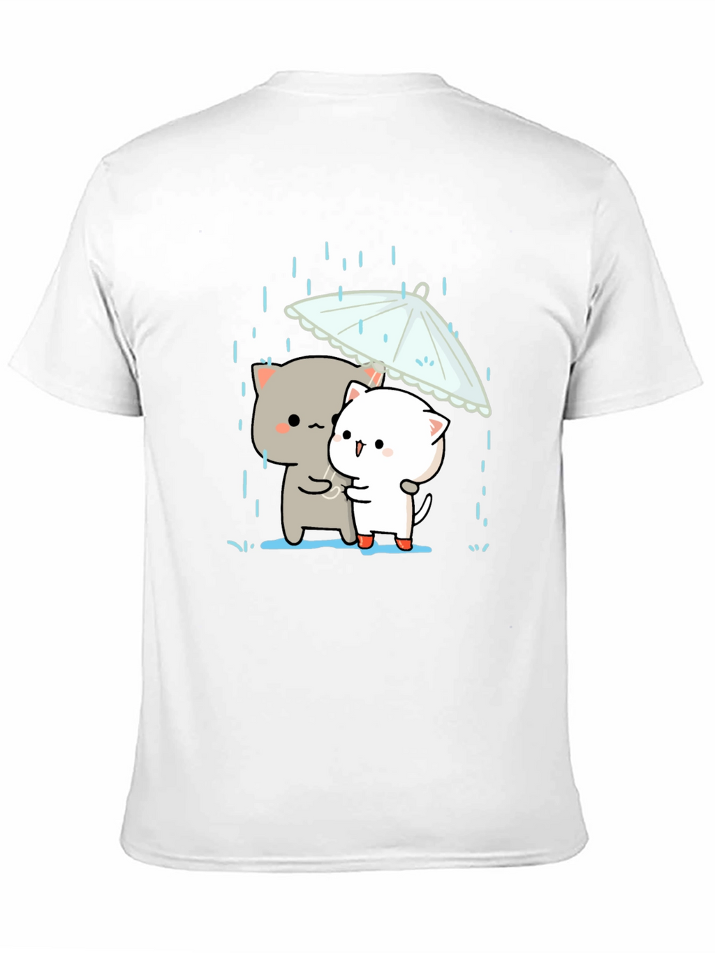Cute Cats Under Umbrella Graphic Tee - Black