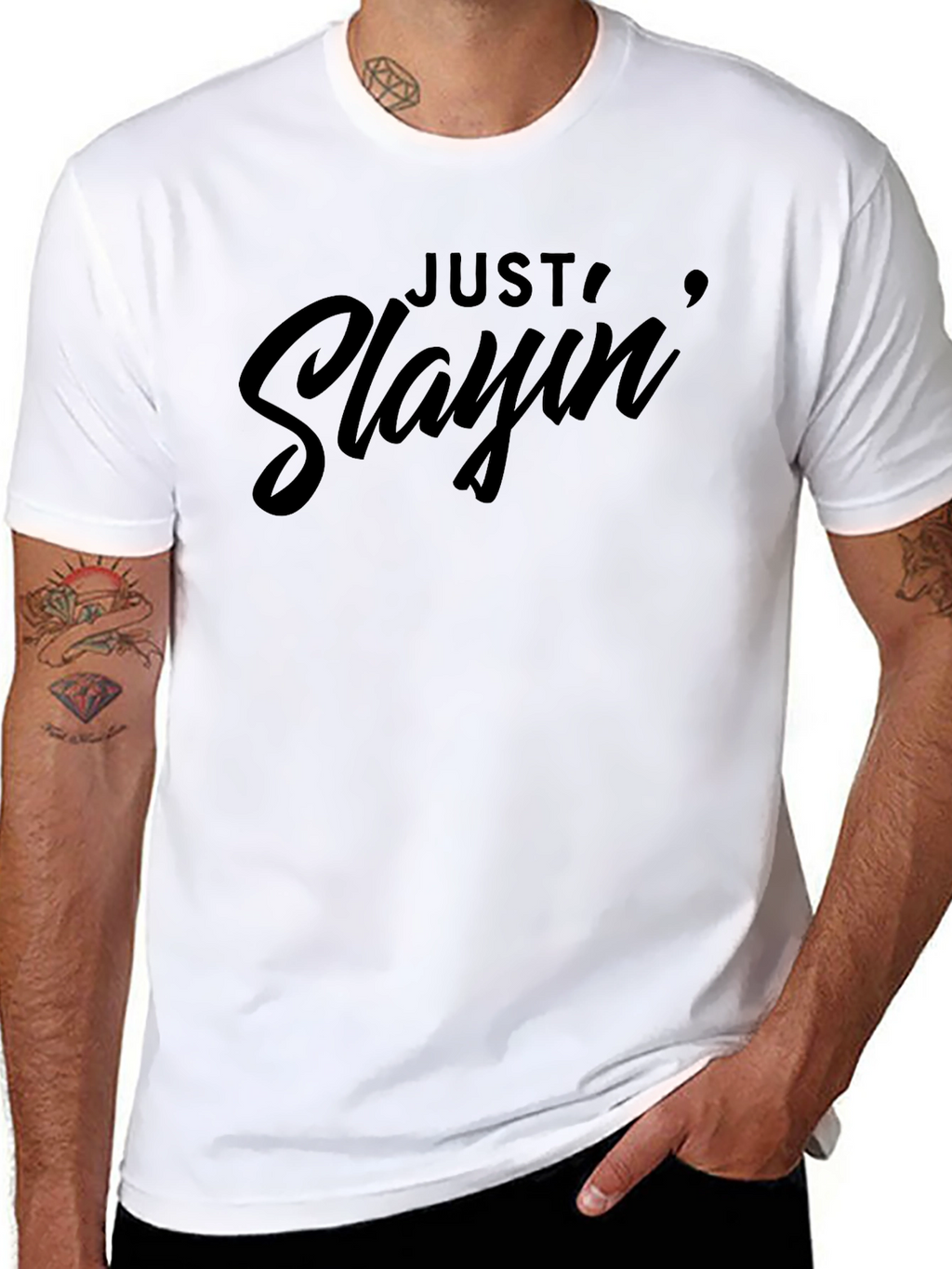 Just Slayin Graphic Tee - Stylish Black Cotton T-Shirt