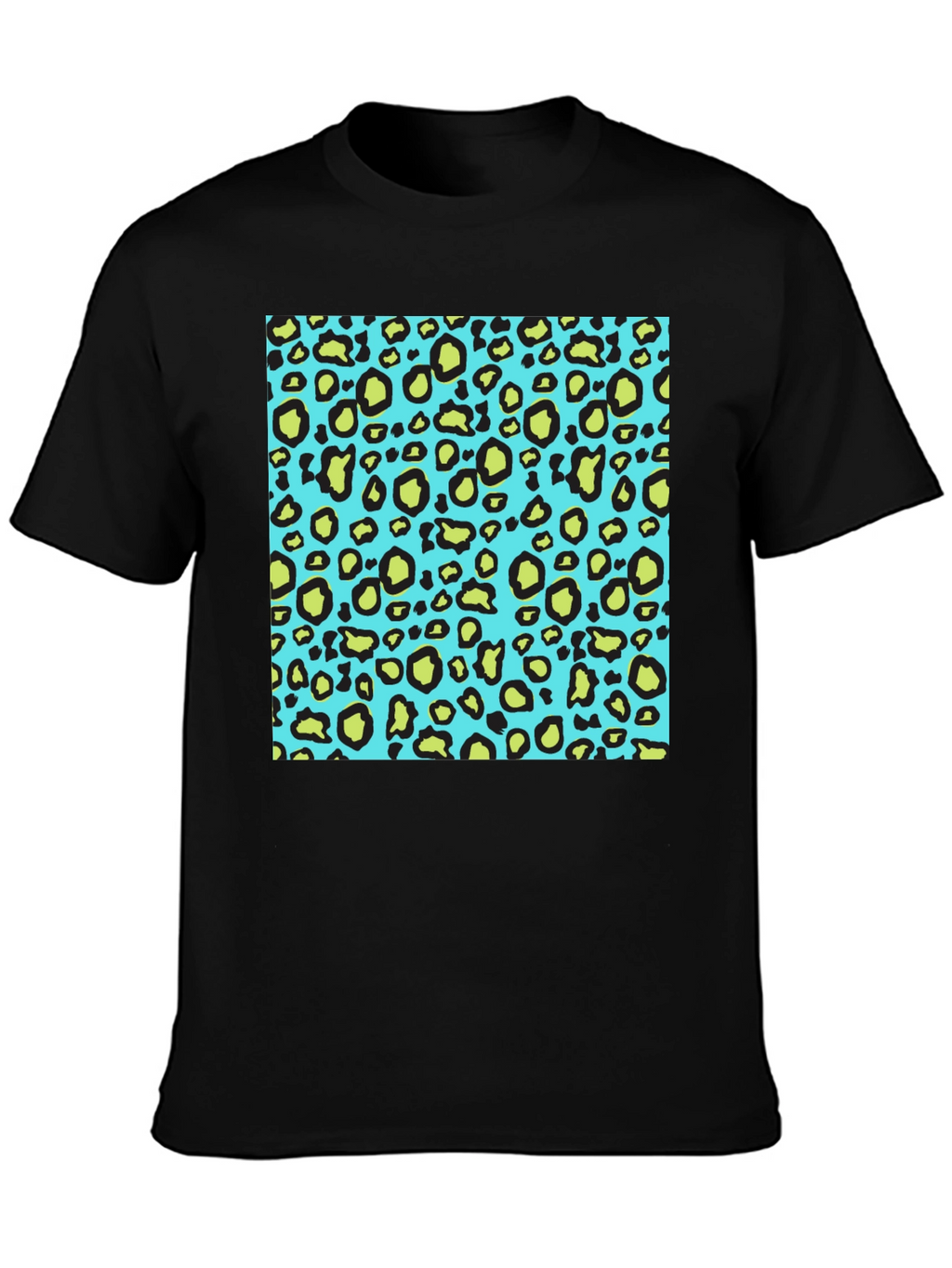 Leopard Print Crew Neck T-Shirt - Black