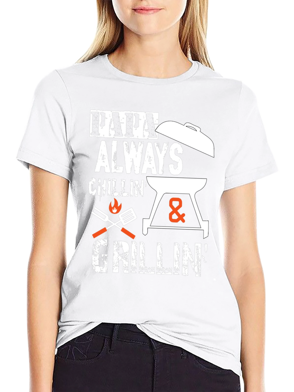 Papa Always Chillin & Grillin Black Graphic T-Shirt