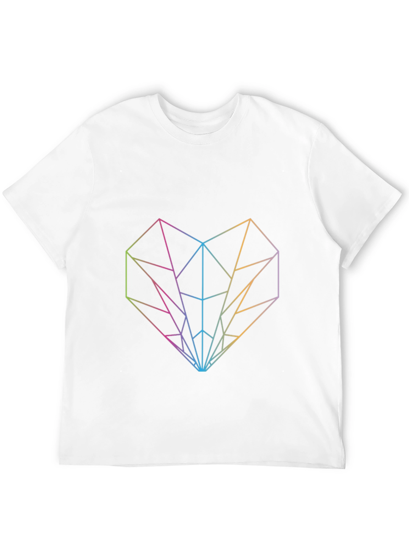 Geometric Heart Graphic Tee - Modern Rainbow Design
