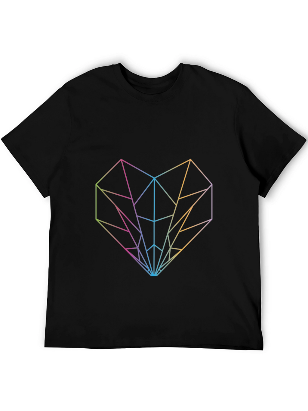 Geometric Heart Graphic Tee - Modern Rainbow Design