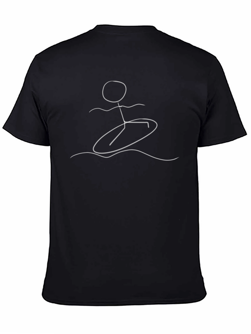 Stick Figure Surfing T-Shirt - Black