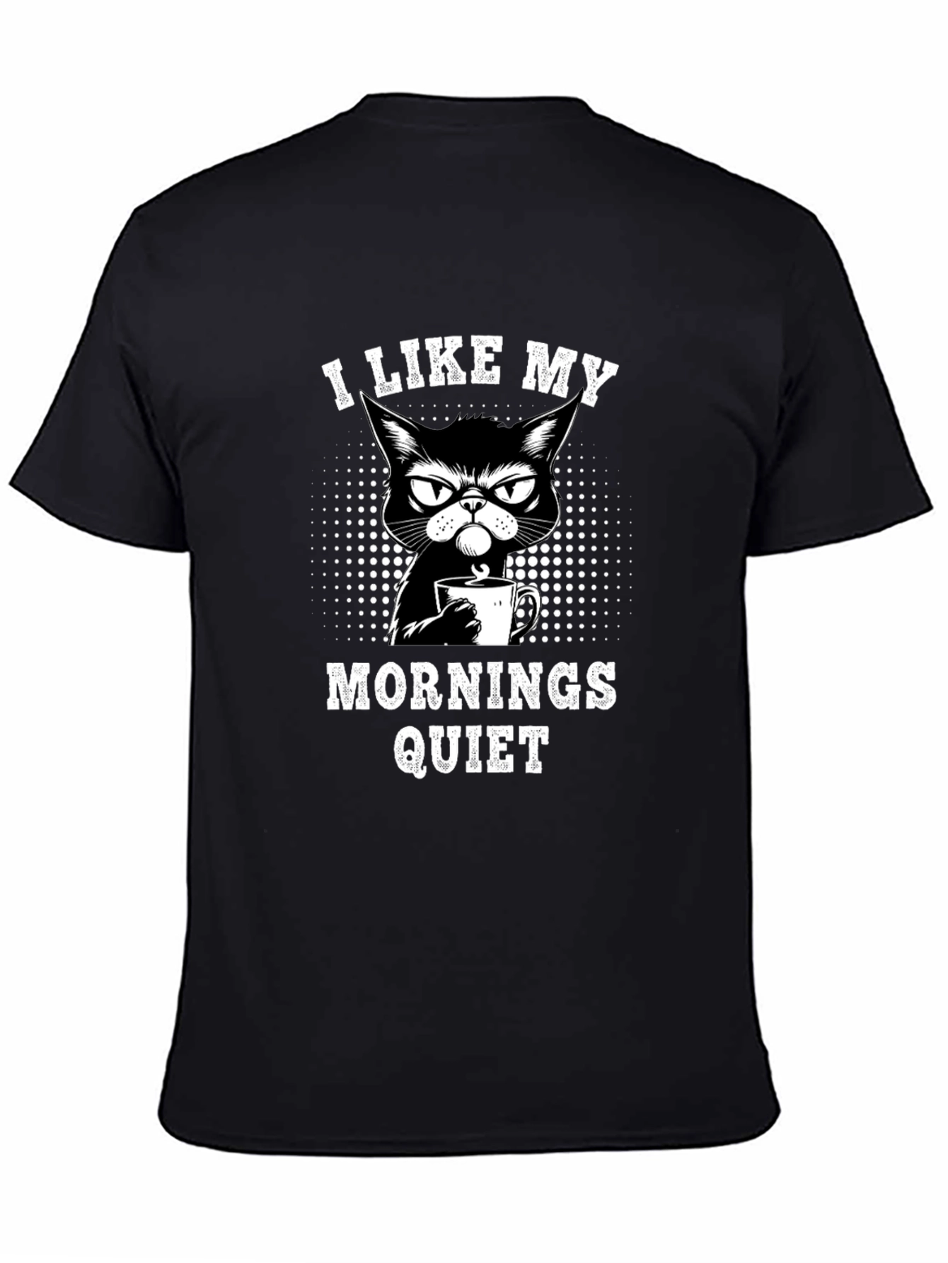 Quiet Mornings Cat Graphic Tee - Black