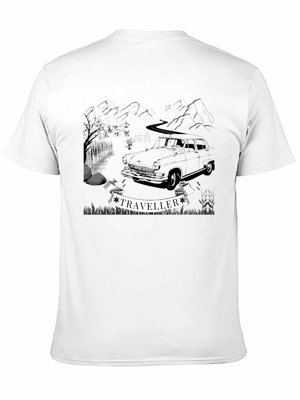Traveller Graphic Tee - Retro Car Adventure Shirt