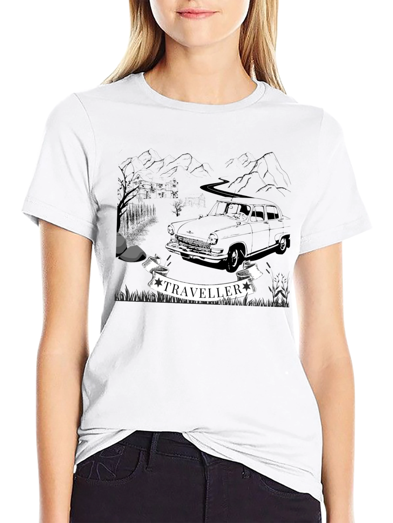 Traveller Graphic Tee - Retro Car Adventure Shirt