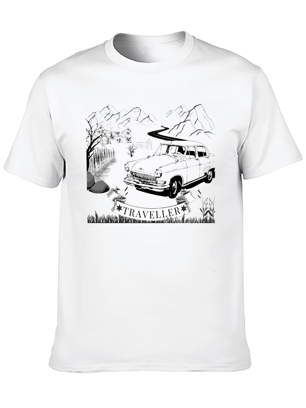 Traveller Graphic Tee - Retro Car Adventure Shirt