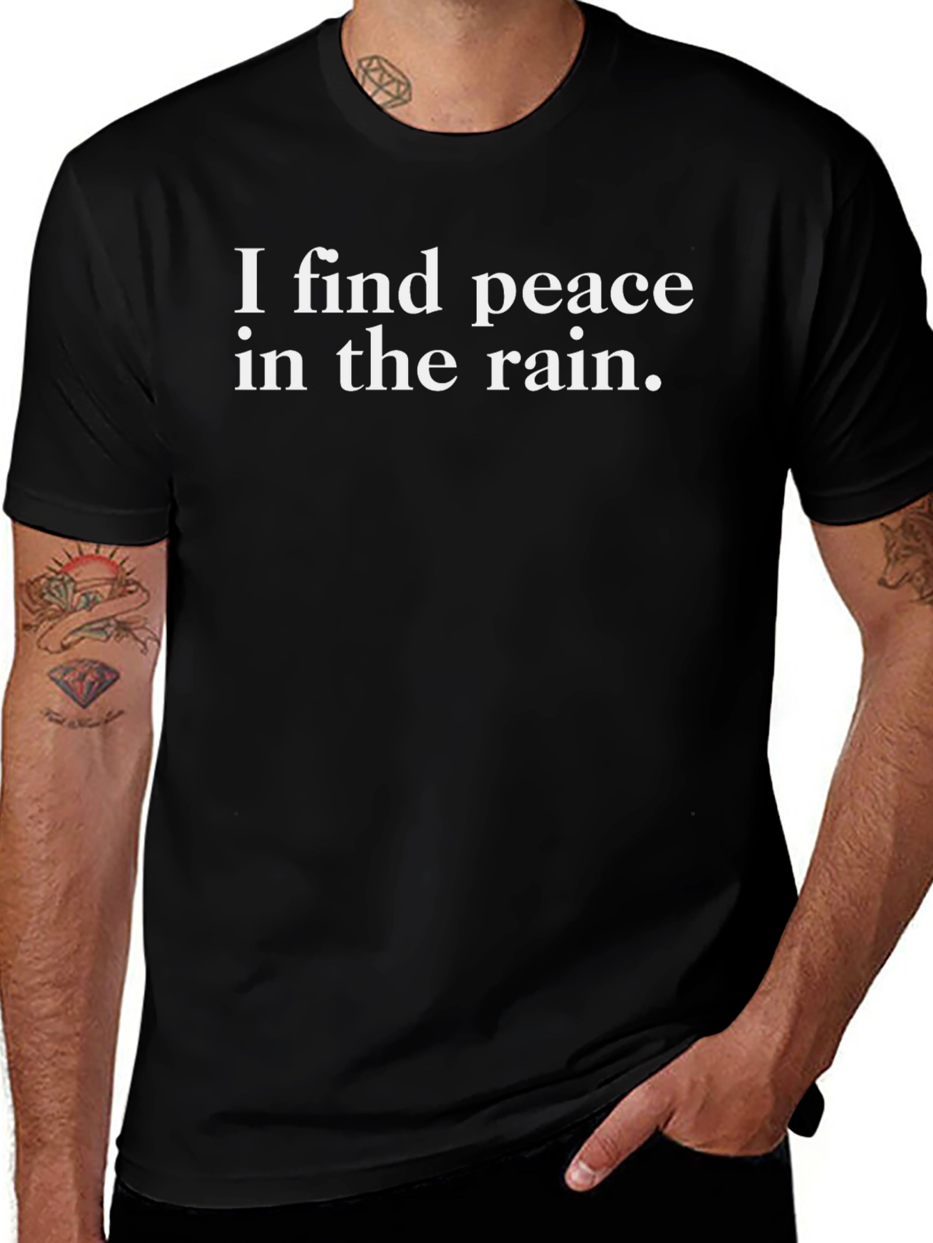 Peace in Rain Black T-Shirt