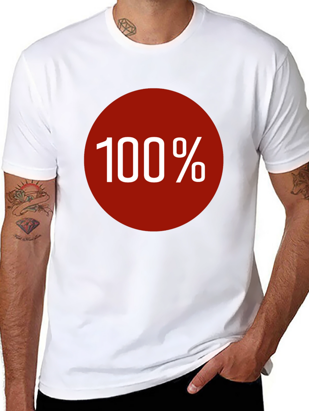 100% Graphic Tee - Bold Red Circle Design