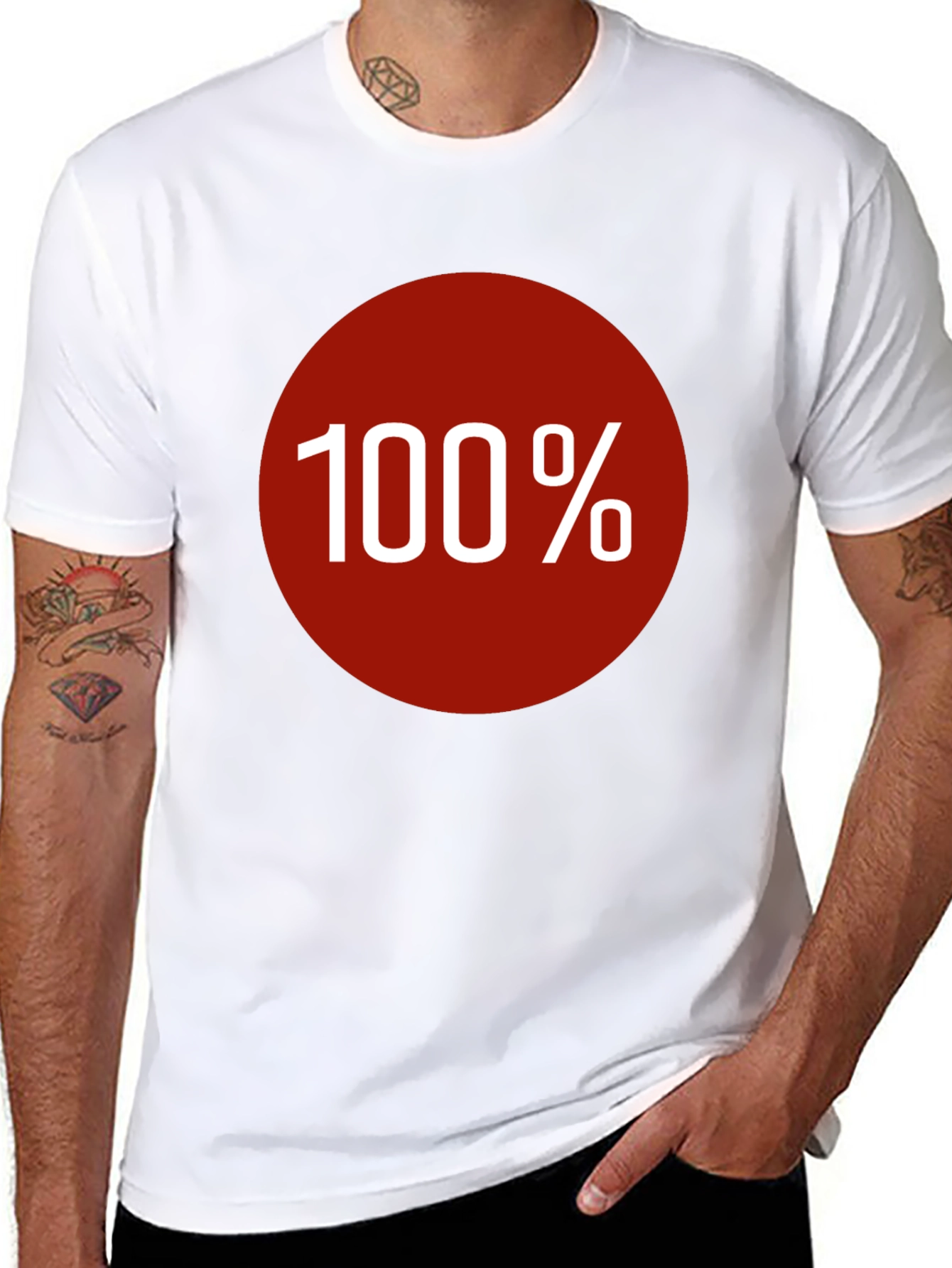 100% Graphic Tee - Bold Red Circle Design