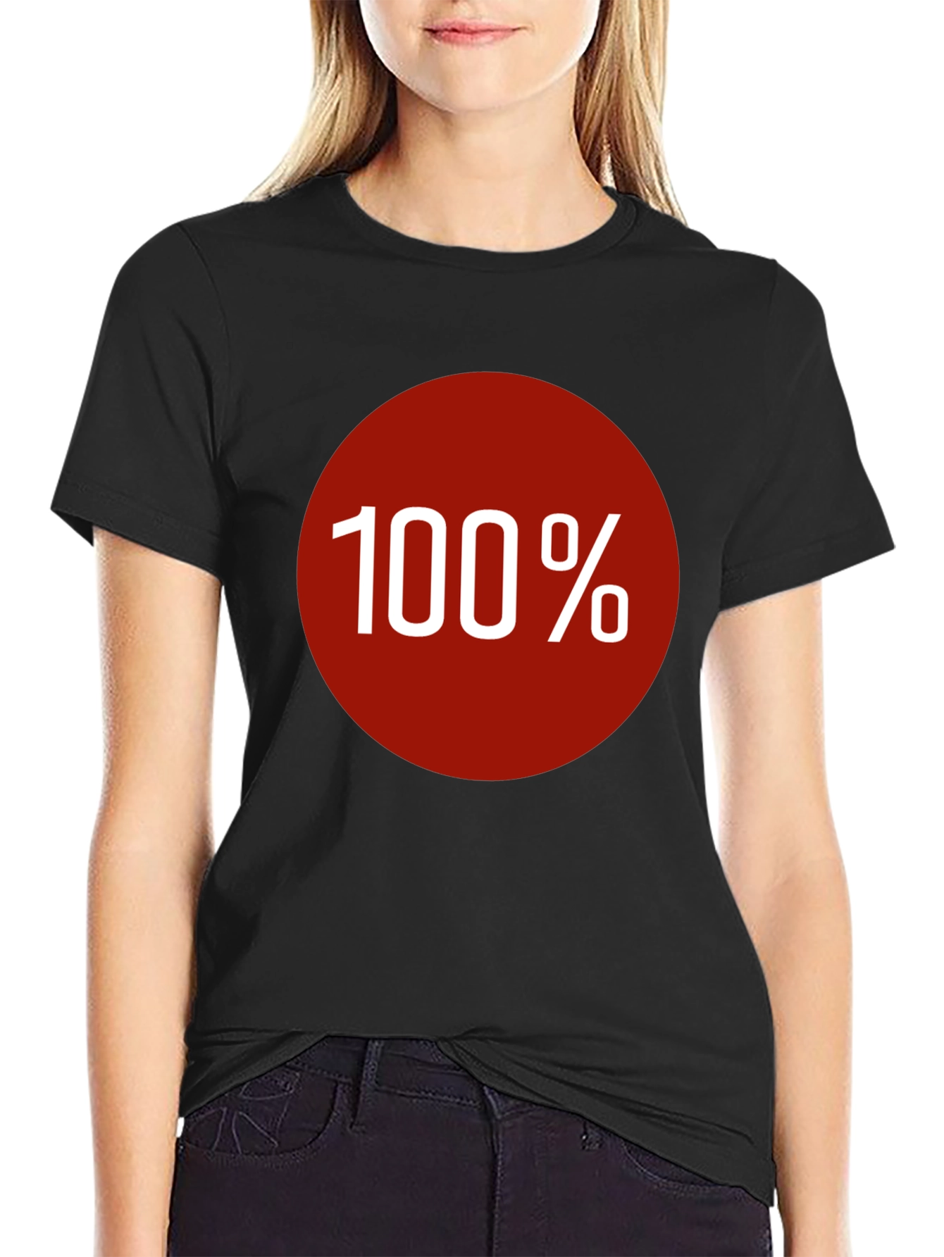 100% Graphic Tee - Bold Red Circle Design