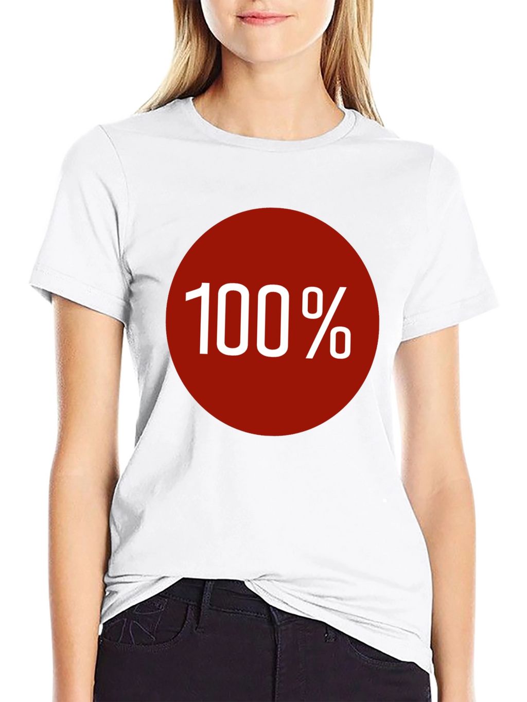 100% Graphic Tee - Bold Red Circle Design