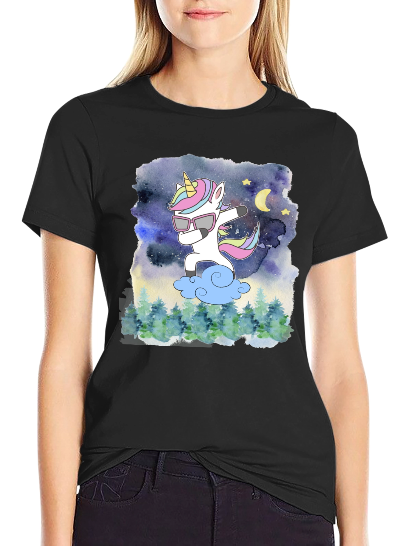 Dabbing Unicorn Graphic T-Shirt