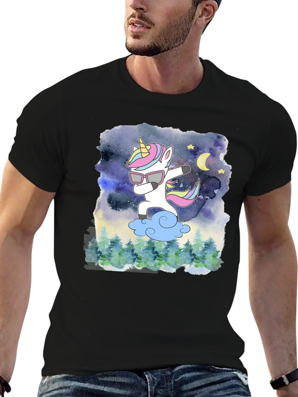 Dabbing Unicorn Graphic T-Shirt