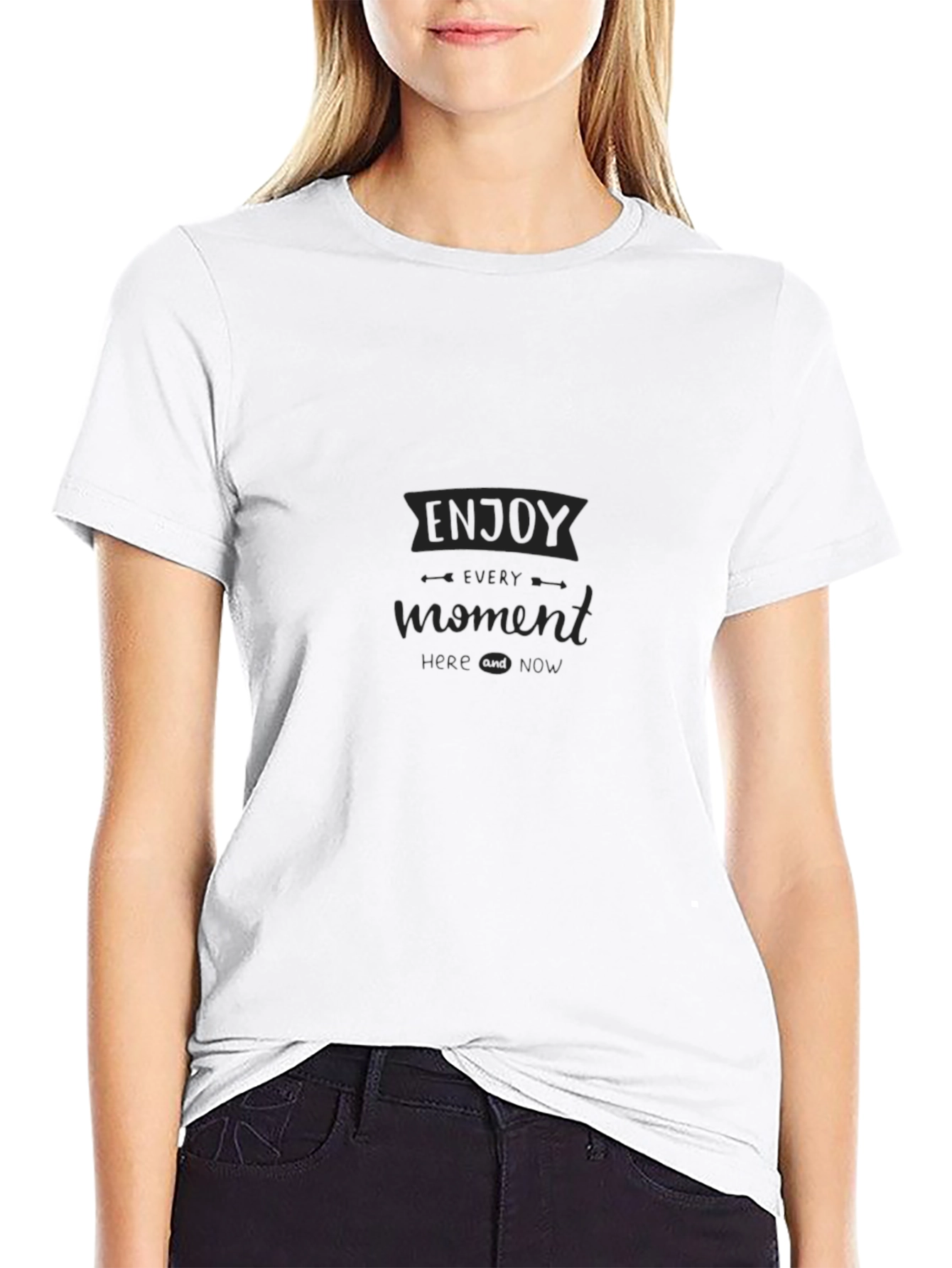 Enjoy Every Moment Black Graphic T-Shirt