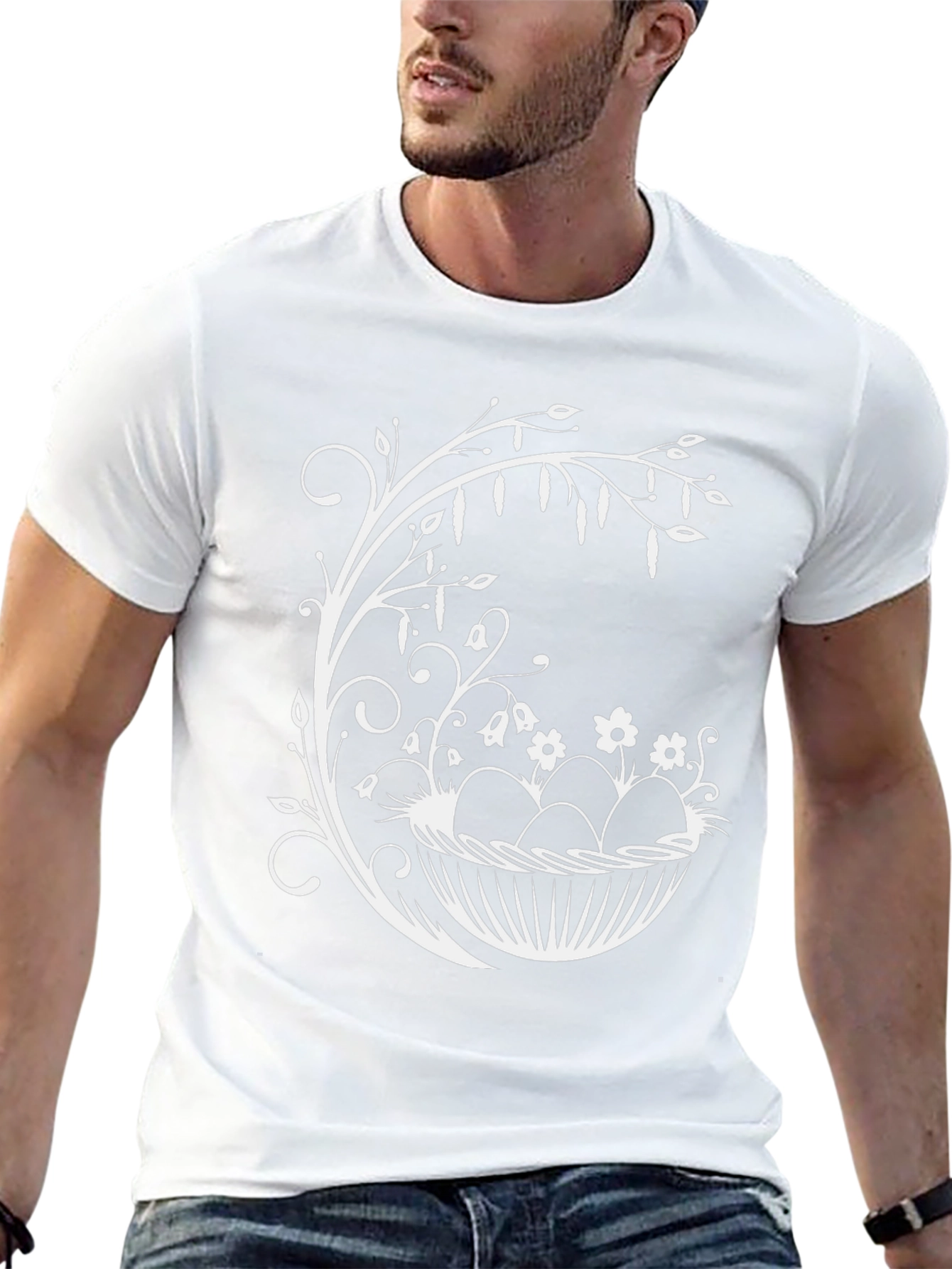 Easter Egg Basket Graphic Tee - Black Cotton Blend