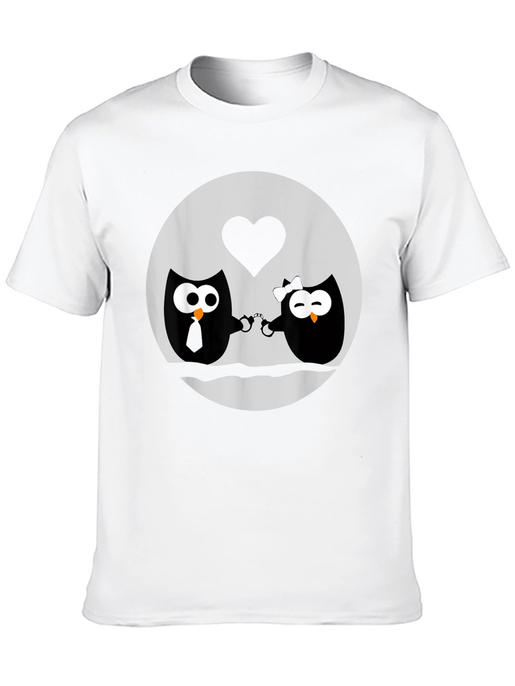 Owl Love T-Shirt - Handcuffed Owls - Black