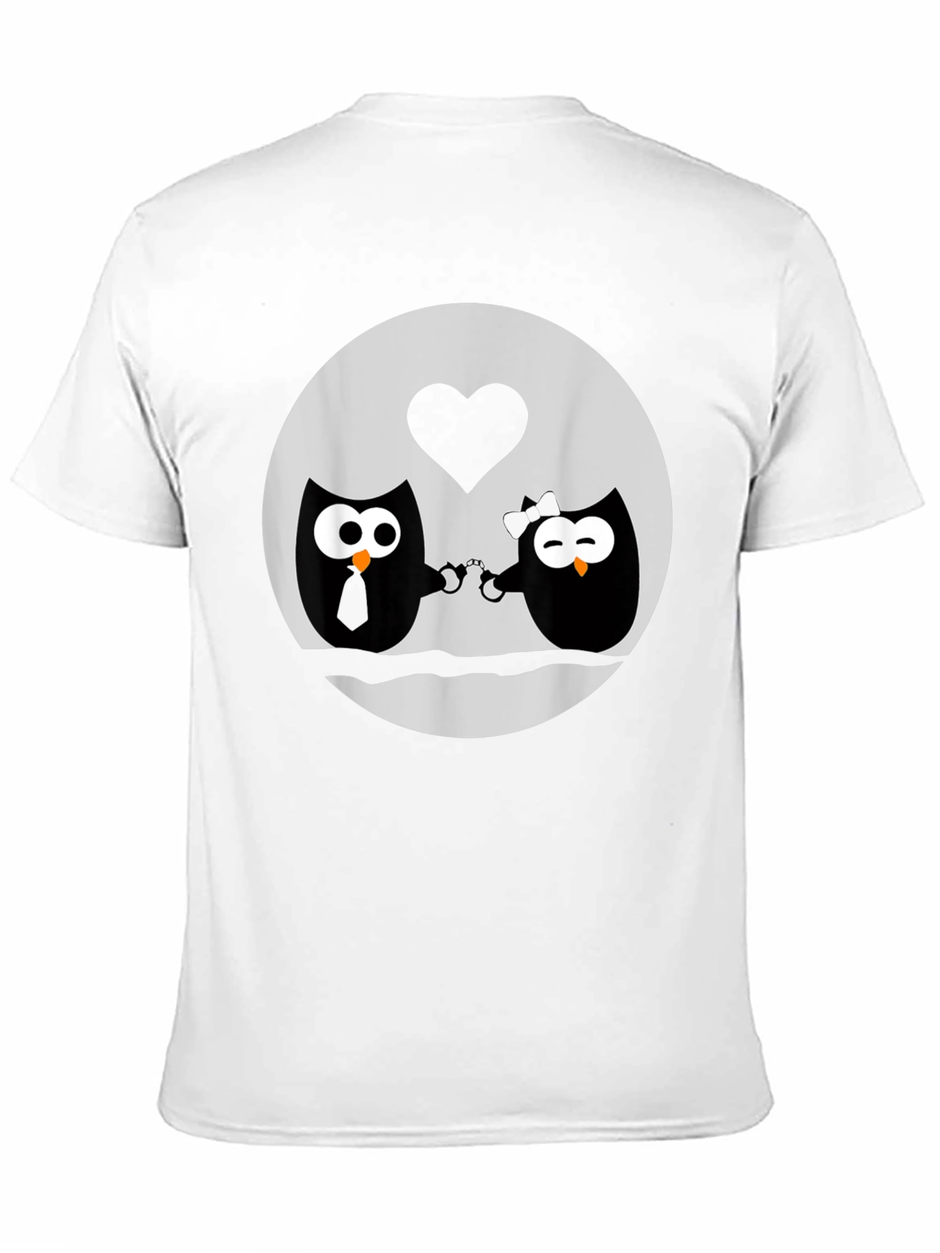 Owl Love T-Shirt - Handcuffed Owls - Black