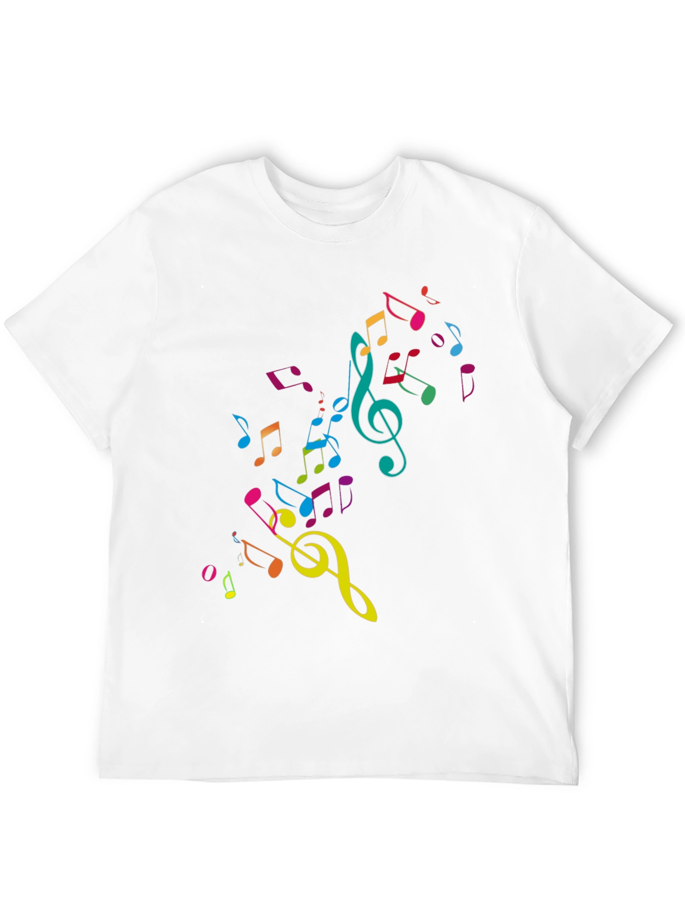 Music Notes Graphic Tee - Black Cotton T-Shirt