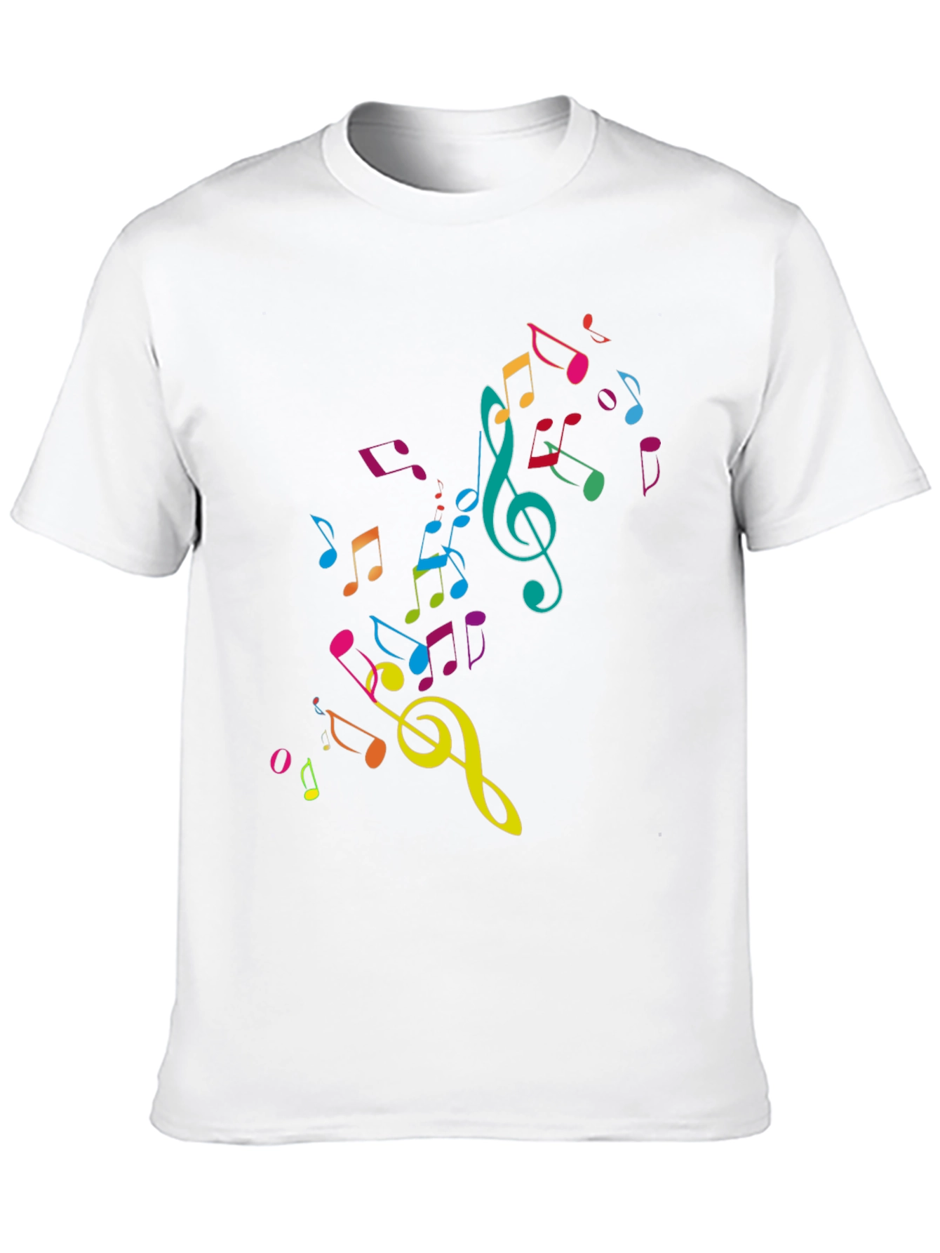 Music Notes Graphic Tee - Black Cotton T-Shirt