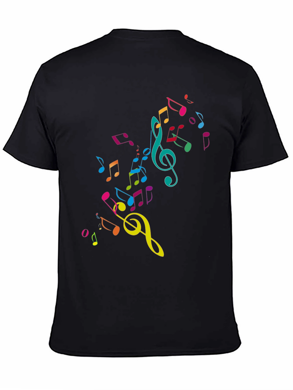 Music Notes Graphic Tee - Black Cotton T-Shirt