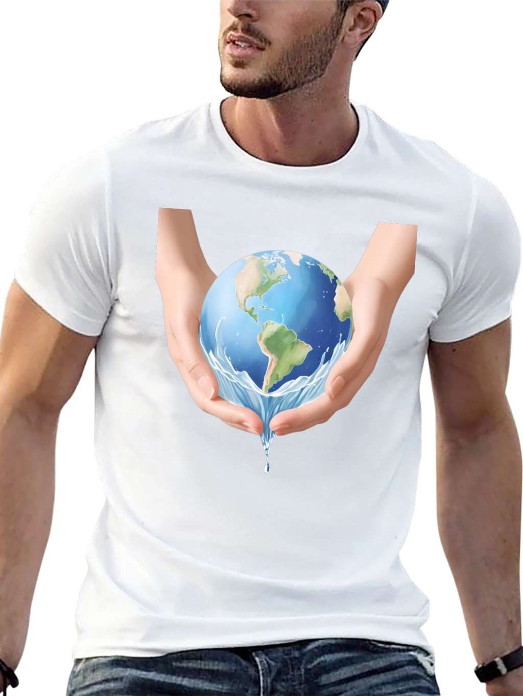 Earth in Hands Graphic Tee - Black