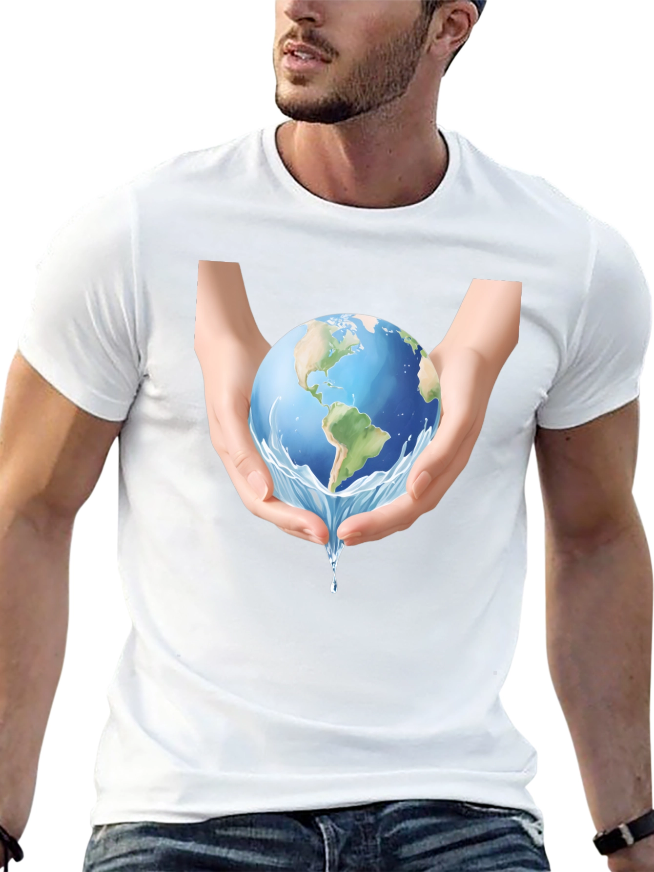 Earth in Hands Graphic Tee - Black