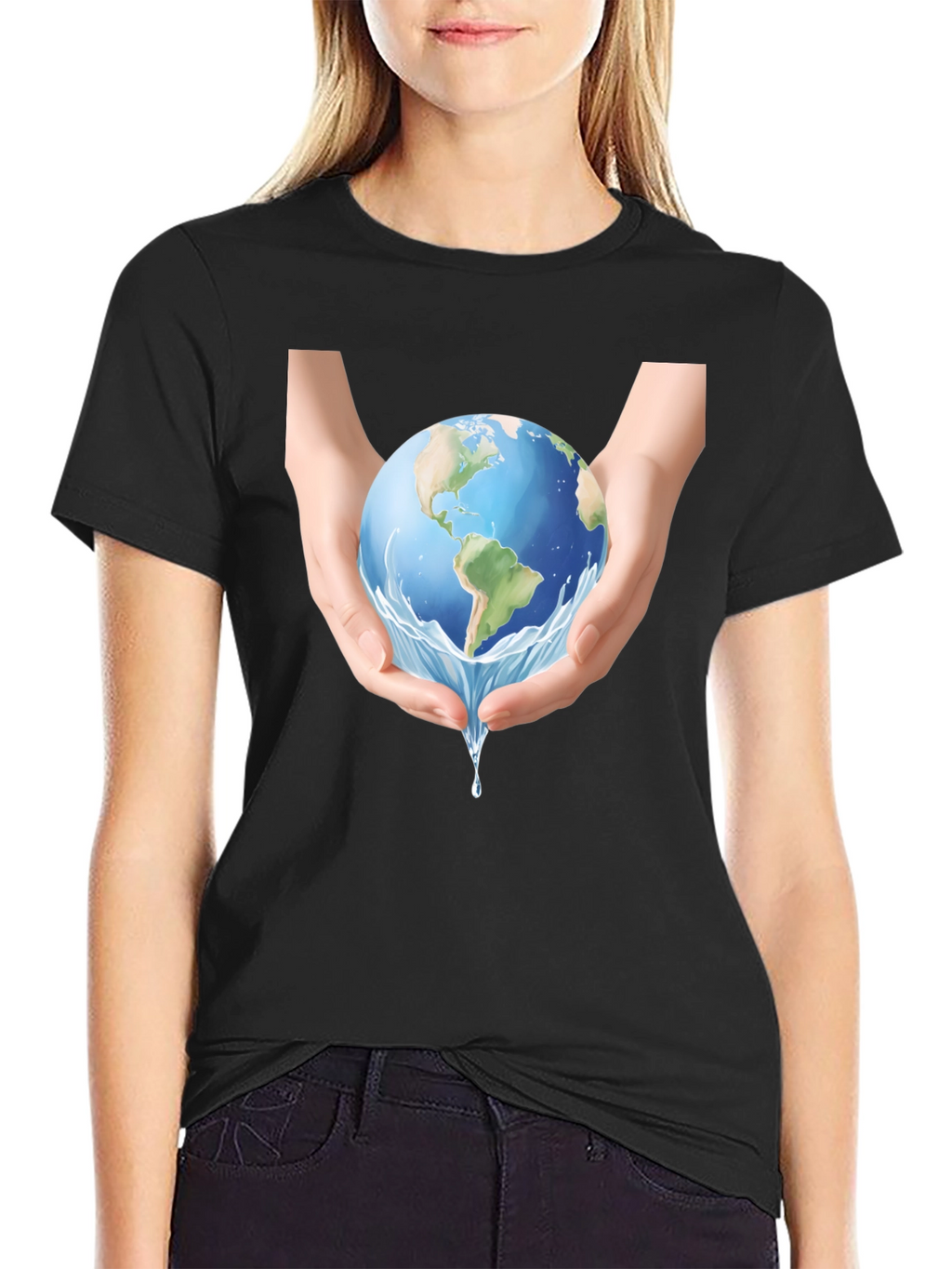 Earth in Hands Graphic Tee - Black