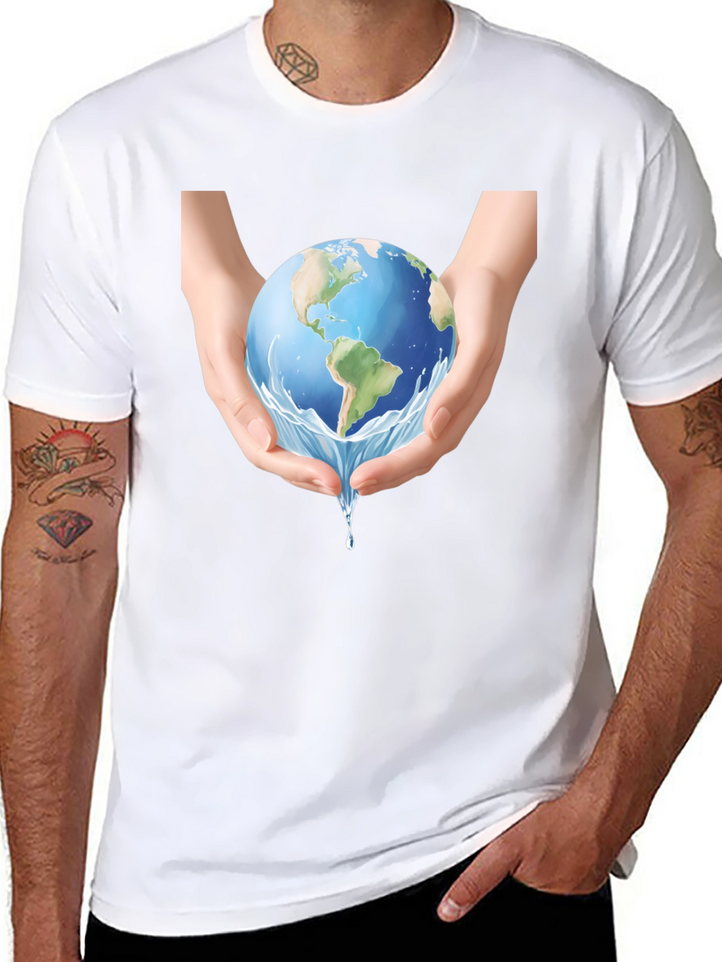 Earth in Hands Graphic Tee - Black