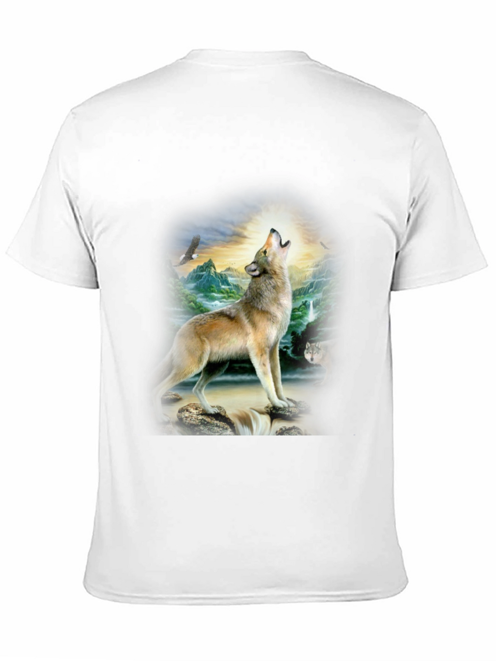 Wolf Print Graphic Tee - Mens Black T-Shirt