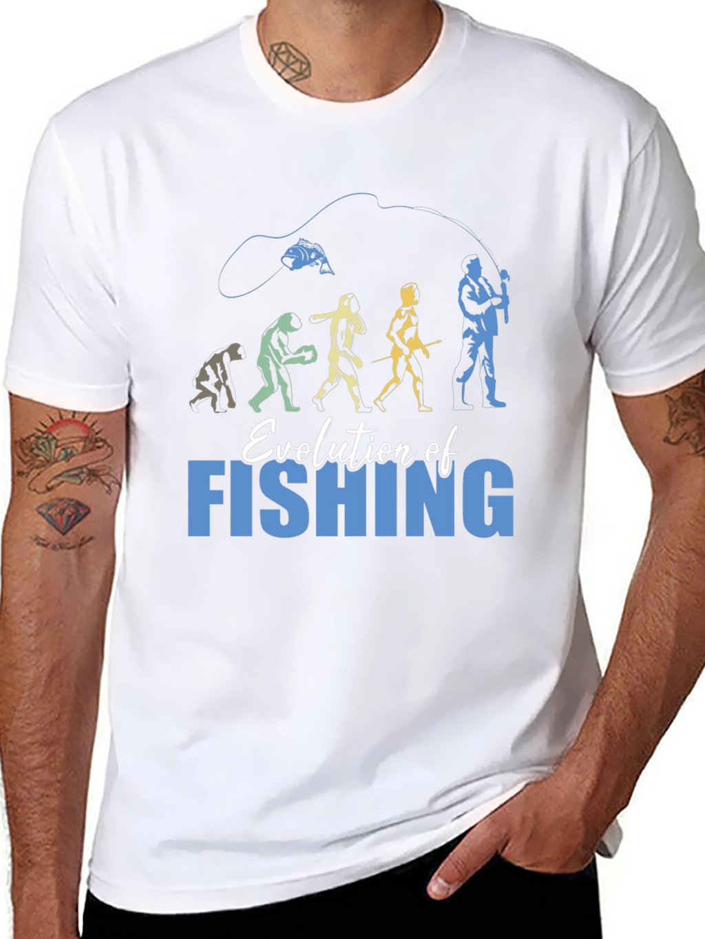 Evolution of Fishing Graphic T-Shirt