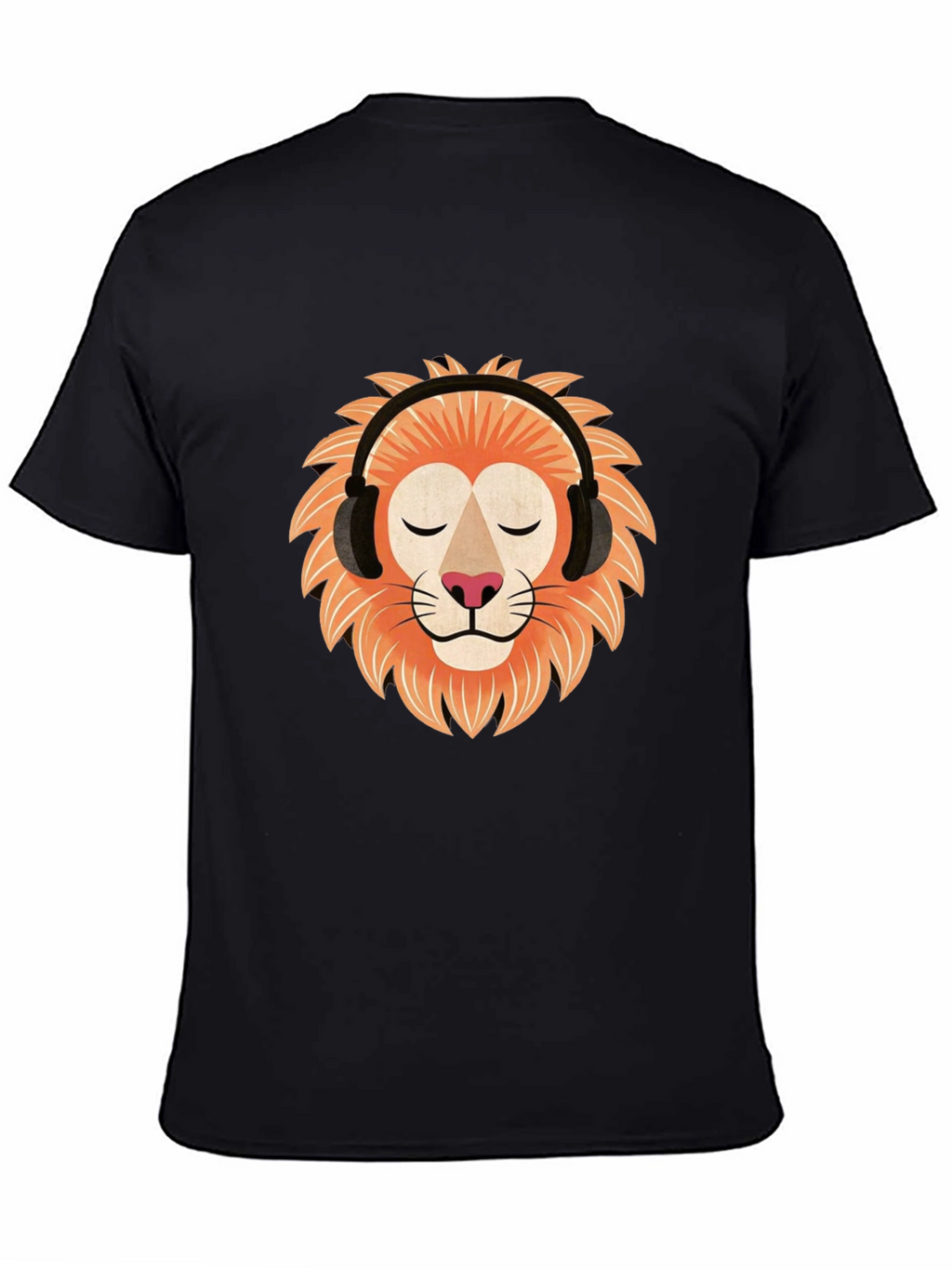 Lion Headphone Graphic Tee - Black Cotton