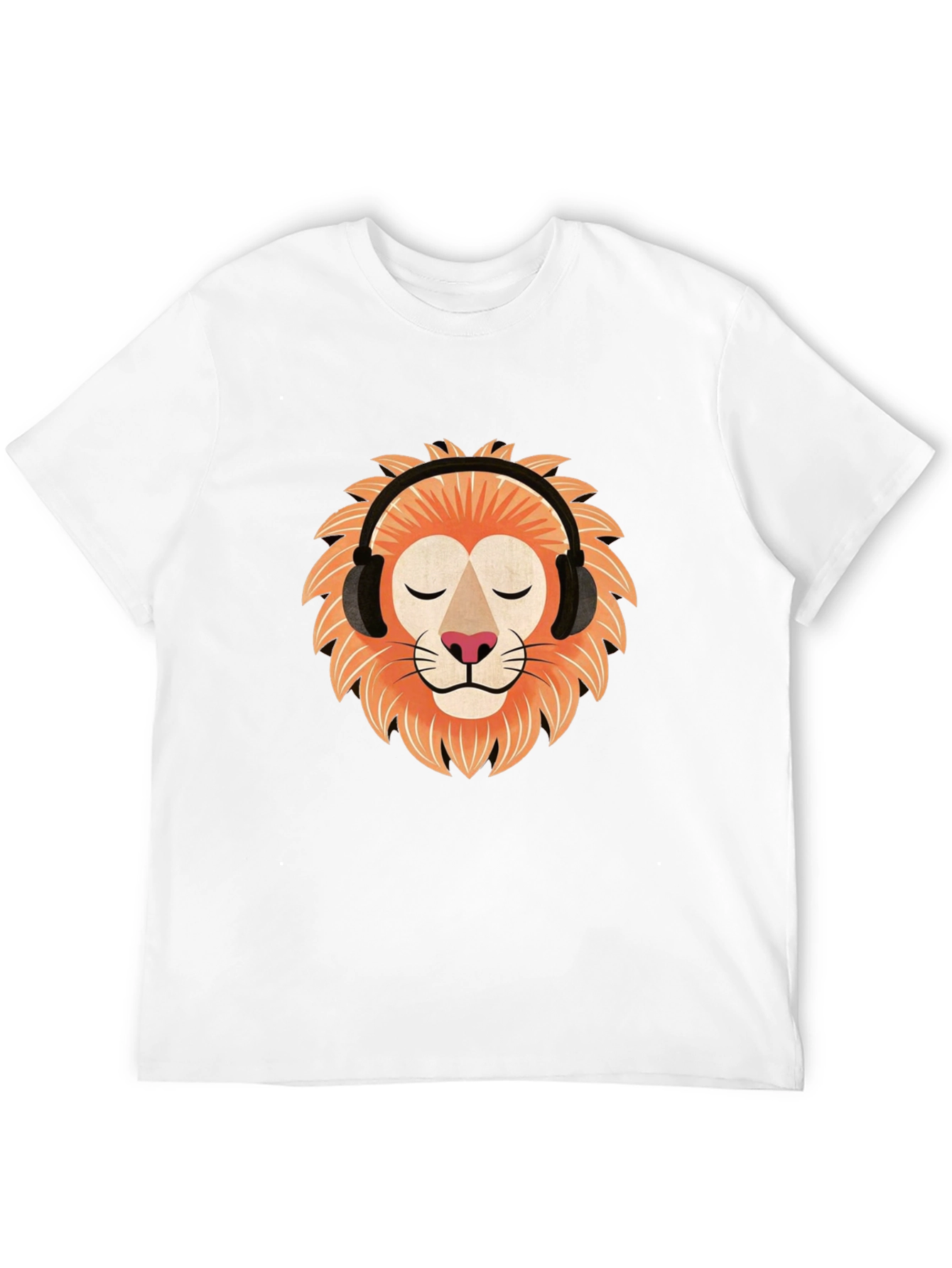 Lion Headphone Graphic Tee - Black Cotton