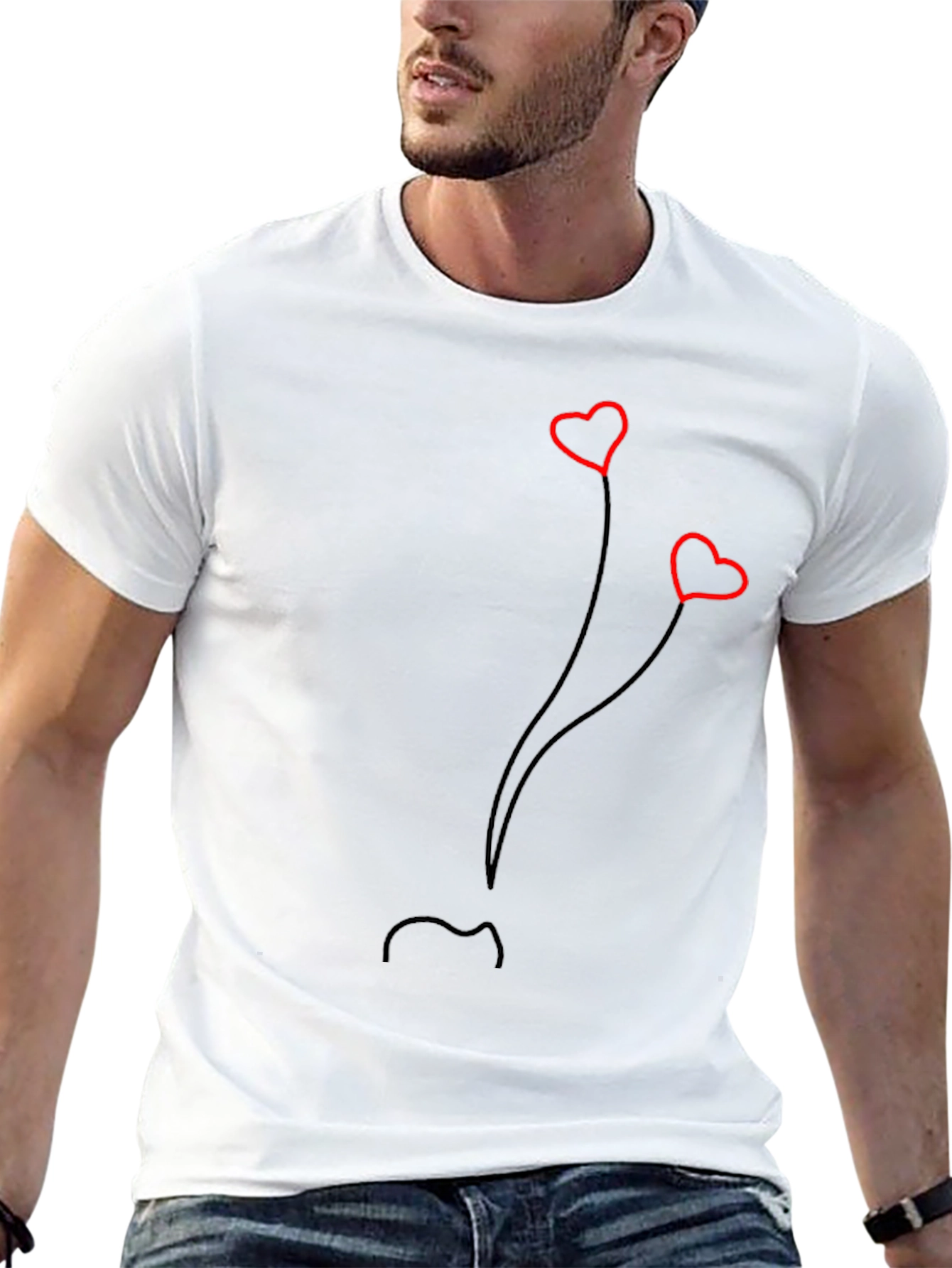 Heart Balloons Graphic Tee - Soft Cotton Blend