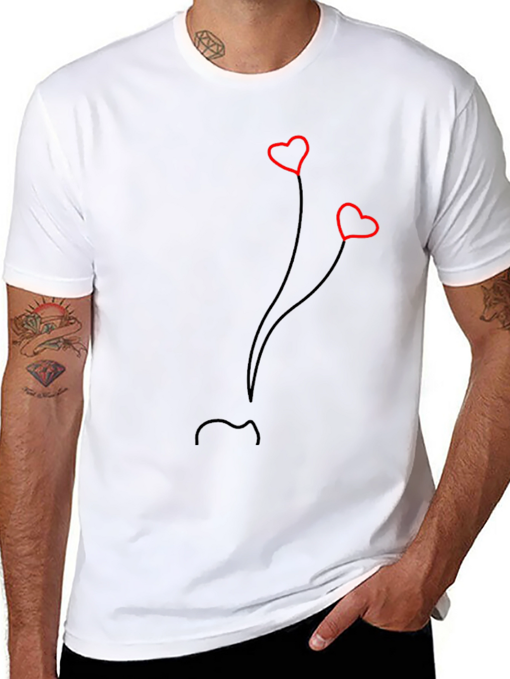 Heart Balloons Graphic Tee - Soft Cotton Blend