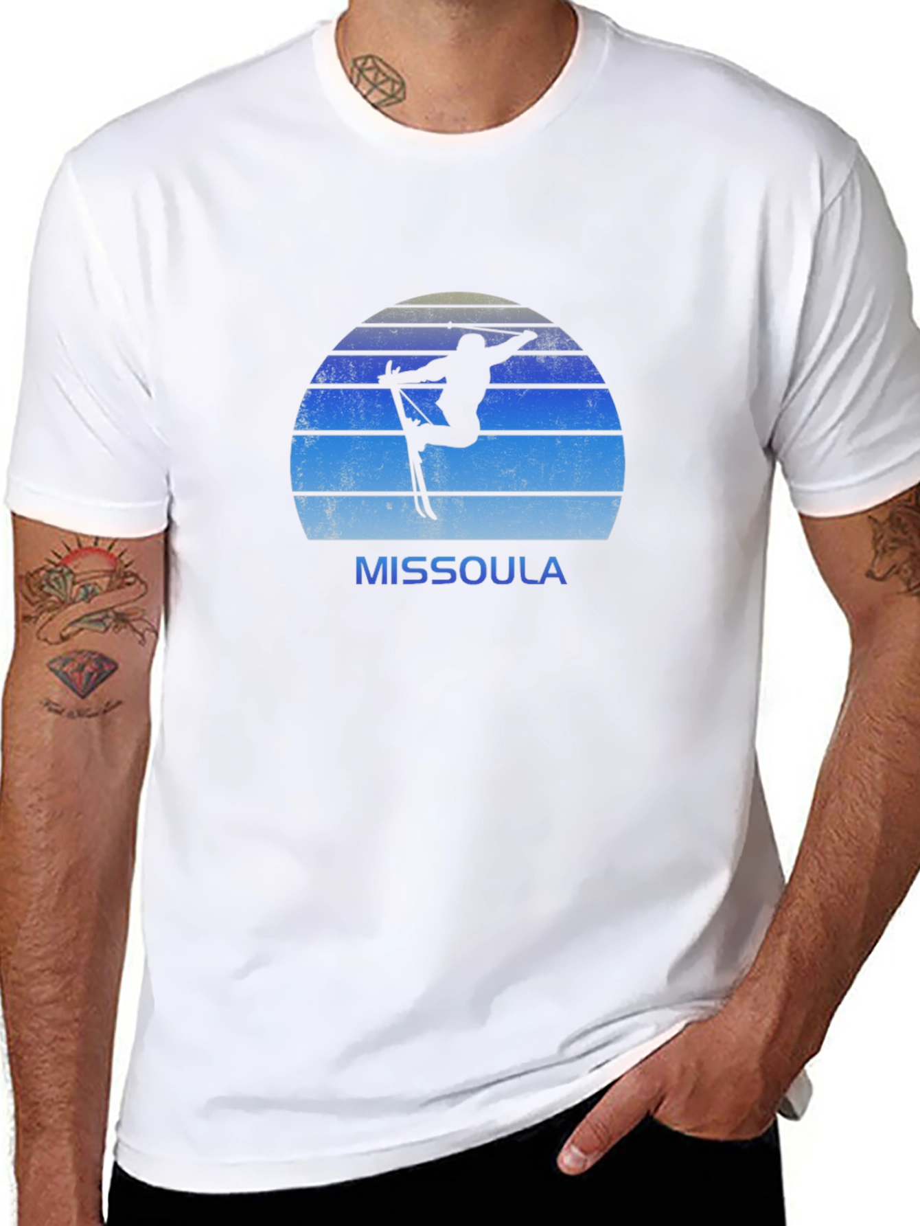 Missoula Skier T-Shirt - Retro Style Black Tee