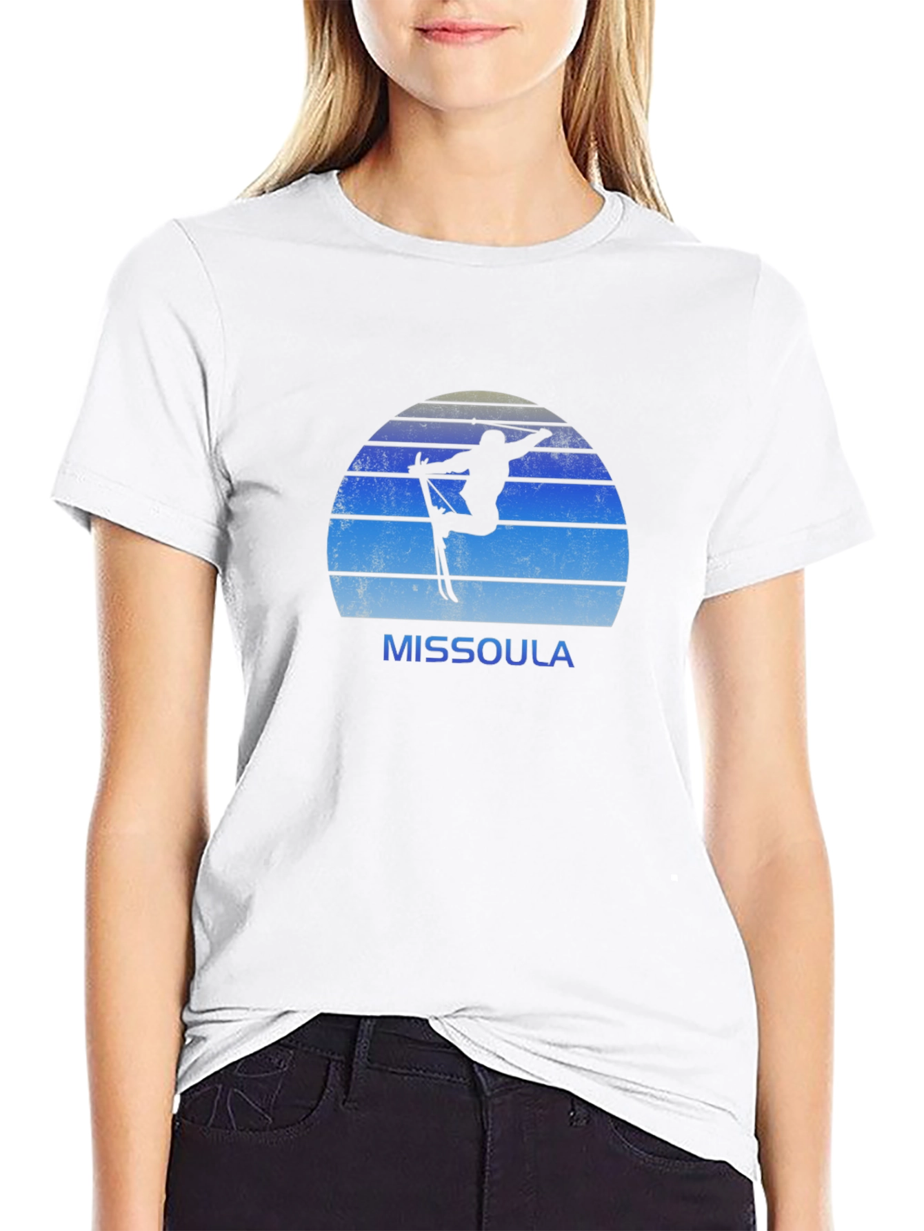 Missoula Skier T-Shirt - Retro Style Black Tee
