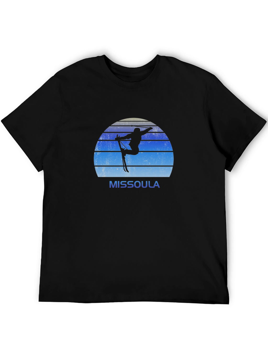 Missoula Skier T-Shirt - Retro Style Black Tee