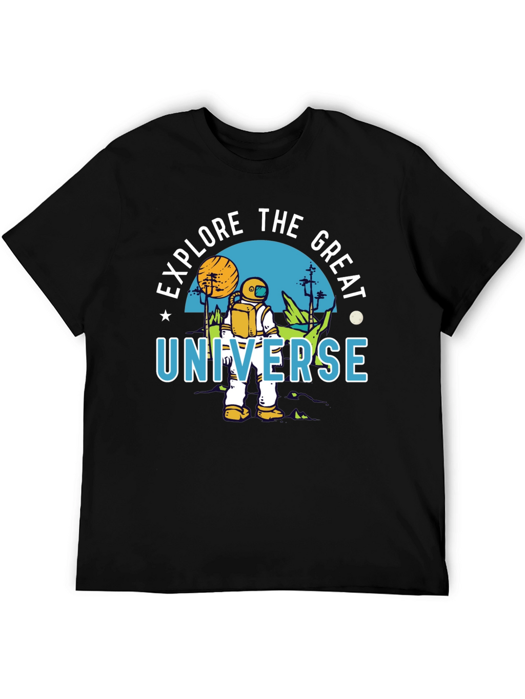 Explore the Great Universe Black Graphic T-Shirt