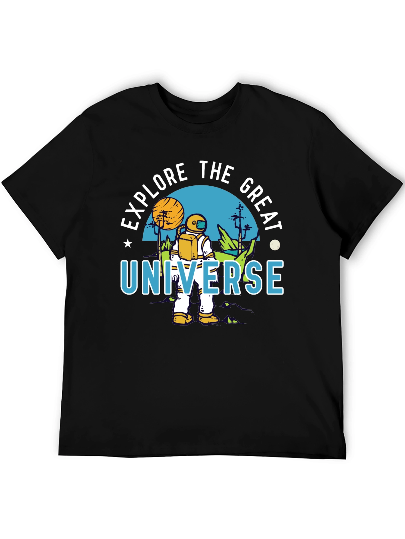 Explore the Great Universe Black Graphic T-Shirt